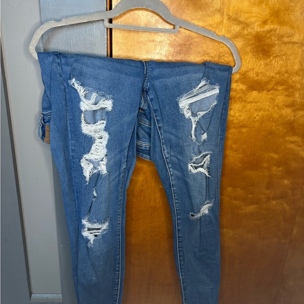 American Eagle Outfitters Blue Skinny Distressed Jeggings
